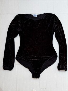 Circa 2000 Black Velvet Long-Sleeve Bodysuit